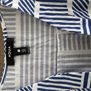 Aqua Navy and White Geometric Blouse
